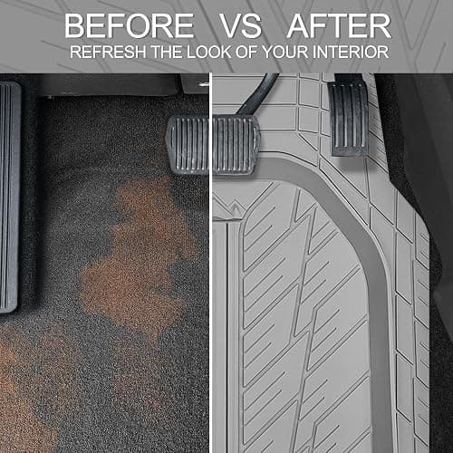 CAR PASS Deep Dish Rubber Floor Mats for Cars Full Set,Heavy Duty Car Mats,Universal Waterproof Trim-to Fit Automotive Floor Mats for Truck Van SUV, Durable All-Weather Car Mats 3-Piece (Light Gray) thumbnail 6