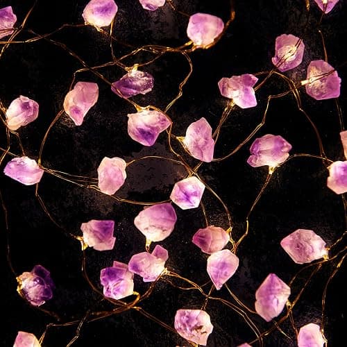 Nature Amethyst Crystal String Lights for Bedroom 10FT 40LEDs USB/Battery Operated Grape Crystal Light Pure Purple Fairy Lights Plug in for Natural Life Cute String Lights for Office thumbnail 7