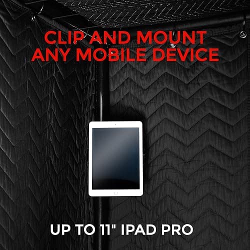 Snap Studio Ultimate Vocal Booth | Portable Sound Booth for Recording Echo-Free Vocals | 360 Reverb Stand-In Isolation Shield | Pro-Sound Blankets | Recommended by Rolling Stone - Black thumbnail 7