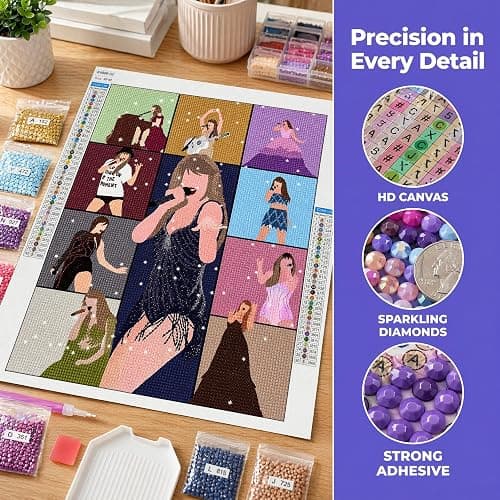 LETISH Diamond Painting Kit for Adults, 12x16 Music Full Round Drill | Create Vibrant Guitar Wall Art with HD Canvas and 15% Extra Beads—Perfect Relaxing Craft for Music Fans thumbnail 2