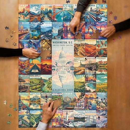 50 States & Washington, D.C. Jigsaw Puzzles for Adults 1000 Pieces, United States 1000 Piece Puzzle, Travel Poster Design of Family Puzzle,challenging Puzzle,USA States Puzzle thumbnail 6