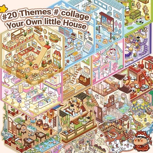 20 Sets DIY 3D Sticker Scene Collection Book for Kids Adults Cute Make Your Own Shop House Stickers for Gifts Stickers Therapy for Adult Relief Stress Pass The Time Play Park Hamburg Castle Library thumbnail 6