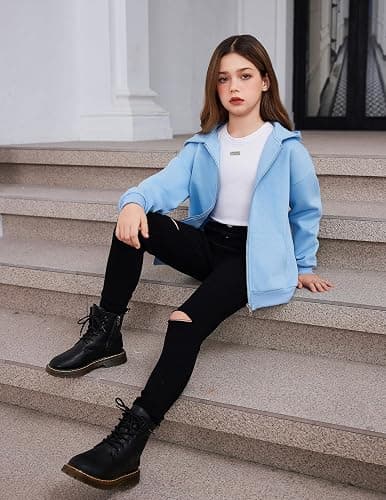 Arshiner Girls Zip Up Hoodies Teen Fleece Full-Zip Sweatshirts Jacket Casual Fall Hoodie with Pocket thumbnail 7