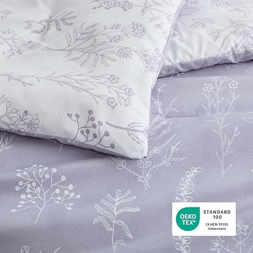 Bedsure Twin/Twin XL Comforter Set - Lavender Comforter, Cute Floral Bedding Comforter Sets, Gifts for Woman, 2 Pieces, 1 Soft Reversible Botanical Flowers Comforter and 1 Pillow Sham thumbnail 5
