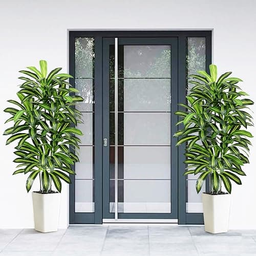 Artificial Dracaena Tree - 5FT Tall Fake Plants with White Tall Planter - Artificial Plants Indoor Floor Plant in Pot - Large Tropical Fake Yucca Potted Tree for Home Office Living Room Decor thumbnail 8