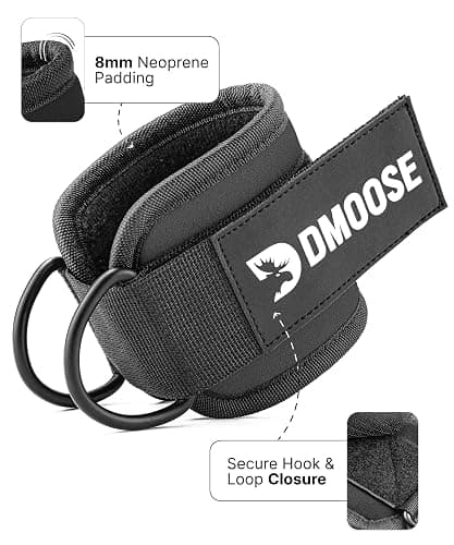 DMoose Ankle Strap for Cable Machine - One Size Fit with Premium Padding, Workout Kickback Ankle Cuffs, Ankle Bands for Working Out, Booty Workouts, Leg Extension, Hip Abductors & Lower Body Exercises thumbnail 4