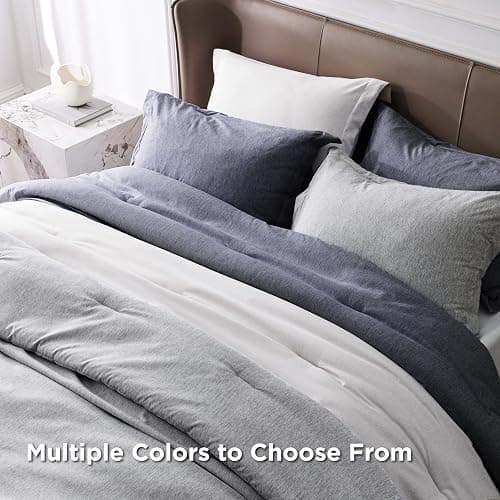 Bedsure Queen Comforter Set - Grayish White Soft Bedding for All Seasons, Cationic Dyed Bed Set, 3 Pieces, 1 Queen Size Comforter (90"x90") and 2 Pillow Shams (20"x26"+2") thumbnail 9