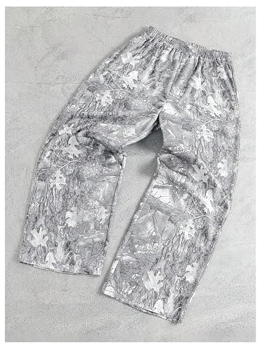 VIPWOLF Men's Baggy Camo Pants Y2K Letter Graphic Flared Sweatpants Drippy Streetwear Joggers thumbnail 2
