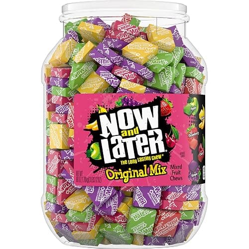 Now and Later Original Mix, Individually Wrapped Mixed Fruit Chew Candy, 60 Ounce Jar - Image 1