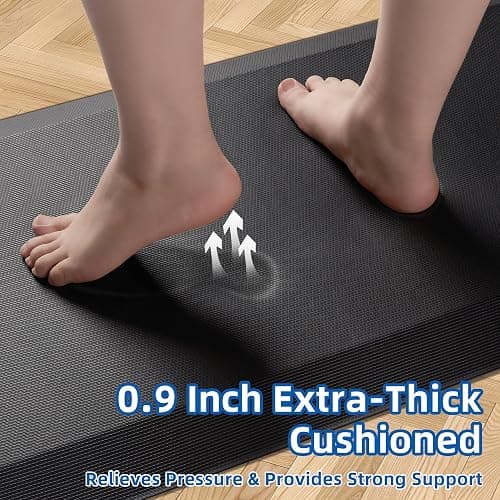 Anti Fatigue Kitchen Mats for Floor, 9/10 Extra Thick Cushioned Standing Desk Mat, Comfort Memory Foam Ergonomic Kitchen Rugs and Mats Non-Slip Waterproof for Office, Kitchen, Sink, 20" x 32" thumbnail 3