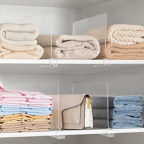 HBlife 6 Pack Closet Organizers and Storage, Clear Shelf Dividers, Vertical Purse Organizer for Closet Perfect for Sweater, Shirts, Handbags in Bedroom and Kitchen, Acrylic Bookshelf for Organization thumbnail 6