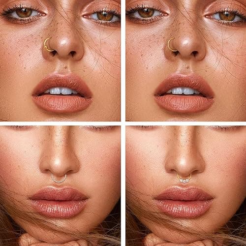 YADOCA Septum Nose Rings for Women Men - Gold Septum Rings 16G 18G Nose Ring Hoops Hypoallergic Surgical Steel Cartilage Earrings Helix Lip Conch Tragus Daith Piercing Jewelry Tone 8mm 10mm thumbnail 4
