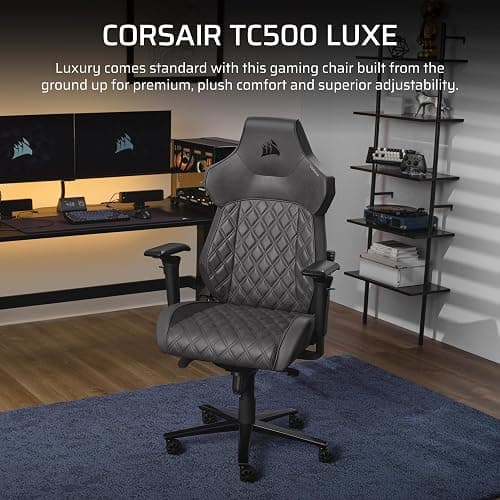 Corsair TC500 Luxe Gaming Chair – Premium Breathable Fabric – Wide Seat – Five-Way Adjustable Armrests – Adjustable Built-in Lumbar Support – 90-135 Degree Recline – Shadow thumbnail 2