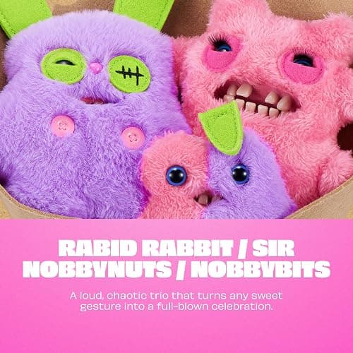 Fuggler Bouquets: 2x9 Inch + 1x3.5 Inch Plush Toy Set (Rabid Rabbit, Sir Nobbynuts, Nobbybits) by ZURU, Funny Ugly Monster Design, Unique Gift for Collectors thumbnail 4
