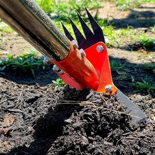 CKLT 2-in-1 Garden Hoe and Weed Puller Rake 60 Inch Spring Steel Head | Adjustable Long Handle Weeding Tool Heavy Duty Sand Texture Finish, Weed Remover for Garden, Yard, Lawn, Driveway thumbnail 2