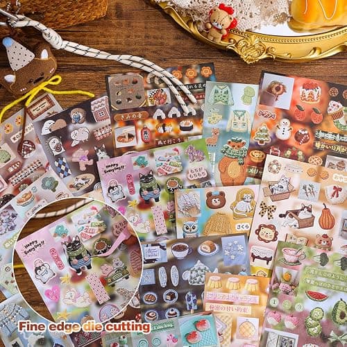 Girl's Japanese Retro Sticker Book, 700+ Kawaii Old Showa Style Embroidered Stickers, Cute Food Theme for DIY Scrapbooking Journaling Handbook Decoration thumbnail 5