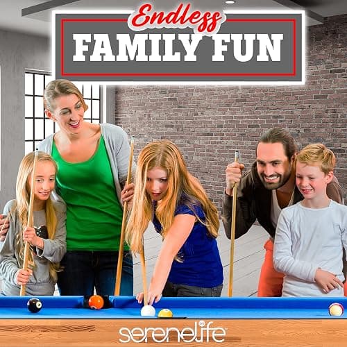 SereneLife 4 in 1 Multi Game Table, 4’x2’ Folding Portable Sports Arcade Games with Accessories, Ping Pong, Air Hockey, Pool Billiards, and Shuffleboard, for Indoor, Outdoor, All Ages thumbnail 3