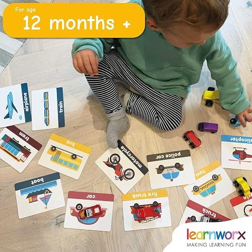 LearnWorx 101 Baby Flash Cards for Toddlers 1-3 | Award Winning First Words Toddler Flash Cards | Speech Toys Help Learn Objects, Numbers & Play Games - Big Toddler Learning Flashcards Preschool Kids thumbnail 2