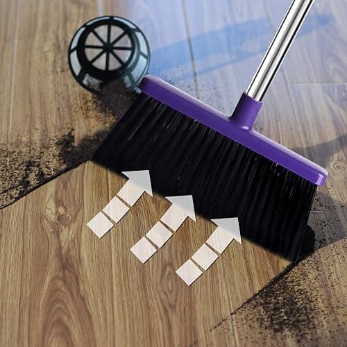 Broom and Dustpan Set, Upright Purple Dustpan Broom, 51" Long Handle Broom and Self Cleaning Dustpan for Home, Kitchen and Office thumbnail 2