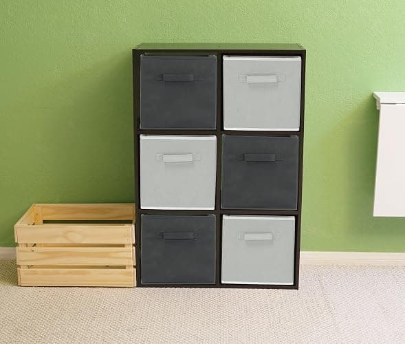 Simple Houseware 11 Inch Foldable Storage Bins Cubes Organizer, 6 Pack, Dark Grey thumbnail 7