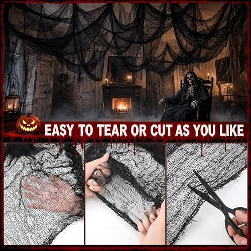 5Pcs Halloween Creepy Cloth Black 30×72inch - Halloween Decorations Clearance - Creepy Spooky Halloween Decorations Outdoor Indoor thumbnail 4