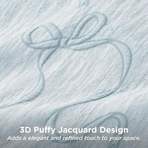Bedsure Queen Comforter Set, Dusty Blue Boho Tufted Bed Set, 3D Puffy Jacquard Bedding Queen Size, 3 Pieces, 1 Farmhouse Shabby Chic Embroidery Comforter with Bow Pattern & 2 Pillow Cases thumbnail 4