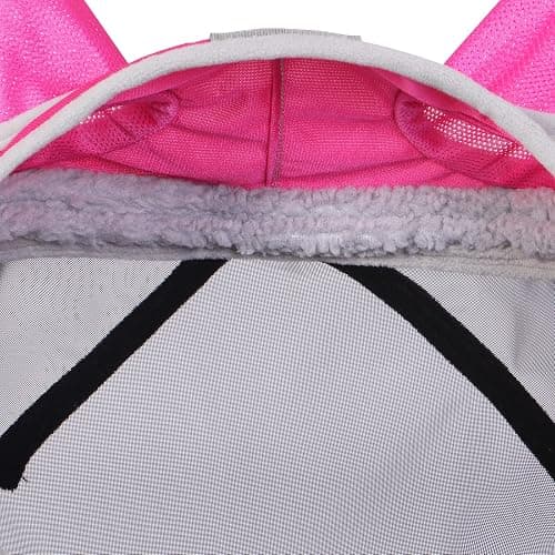Harrison Howard CareMaster Pro Luminous Horse Fly Mask Large Eye Space Long Nose with Ears UV Protection for Horse Flamingo (L; Full Size) thumbnail 3