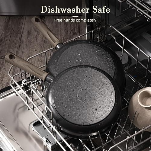 Astercook Non Stick Pots and Pans Set, Healthy Non-Toxic Titanium Induction Kitchen Cookware Sets for Cooking with Frying Pans, PFAS/PTFE/PFOA & PFOS Free, Black, 19 Pcs thumbnail 7