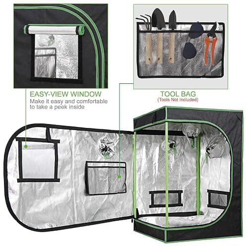 JungleA 2x2 Small Grow Tent, High Reflective Mylar Hydroponic Growing System, 24" x 24" x 36" Indoor Growing Tent Greenhouse Box Kit w/Window & Tray, Home Plant Farmer Flower, Mushroom, Veg Grow Box thumbnail 4