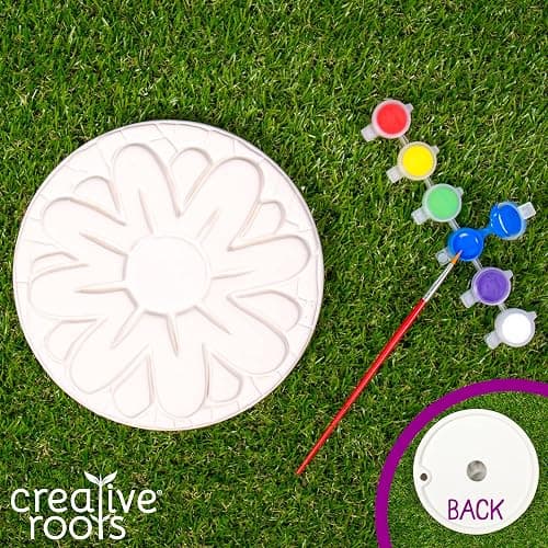 Creative Roots Mosaic Flower Garden Stepping Stone Kit, Includes 7-Inch Ceramic Stone & 6 Vibrant Paints, DIY Stepping Stone Kit for Kids Ages 6+ thumbnail 4