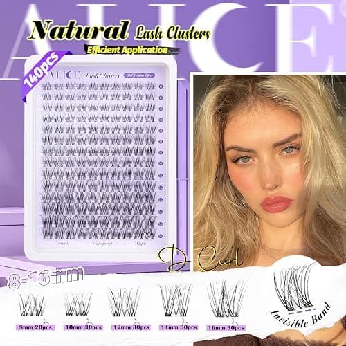 Wispy Lash Clusters Invisible Band Natural Lash Extensions Waterproof 8-16mm Cluster Eyelash Extension D Curl DIY Individual Cluster Lashes by ALICE thumbnail 2