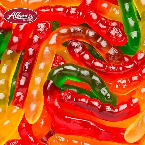 Albanese Candy, Large Assorted Fruit Gummi Worms, 5-pound Bag | Soft and Chewy Gummies, Gluten Free, Fat Free | Natural Flavors & Colors | Perfect for Birthday Parties and the Classroom thumbnail 5