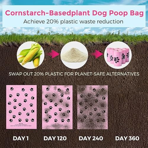 Dyforce 600 Count Dog Poop Bags Rolls with Dispenser Pink | Scented Leak Proof Pet Waste Poop Bags for Dogs 13x9", Extra Thick and Large Doggy Cat Litter Bags for Poops with Holder thumbnail 4