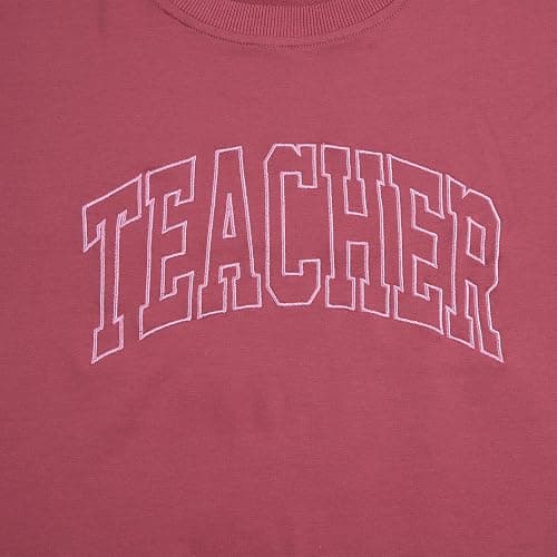 BANGELY Teacher Sweatshirt Women Oversized Retro Teach Crewneck Shirt Embroidery Teacher Life Pullover Long Sleeve Tops thumbnail 7