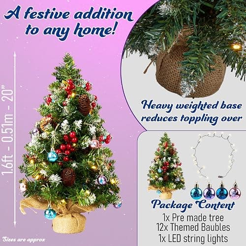 Disney Stitch Mini Christmas Tree, 1.7ft Tabletop Artificial Small Christmas Tree with LED Lights, Xmas Decorations for Home, Office Gifts (Multi Stitch) thumbnail 6