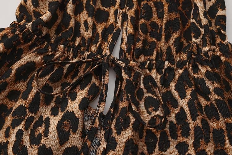 Women's Y2K Cute Summer Leopard Print Halter Top Sexy Tie Front Backless Ruffle Beach Crop Going Out Tops for Women thumbnail 5