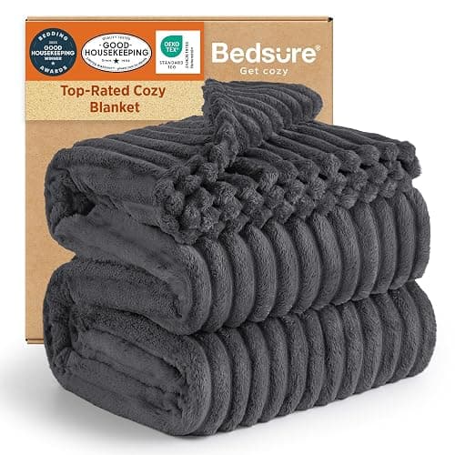 Bedsure GentleSoft Grey Fleece King Blanket for Couch - Cozy Soft Blankets for Women, Cute Small Throws for Girls, 108x90 Inches - Image 1