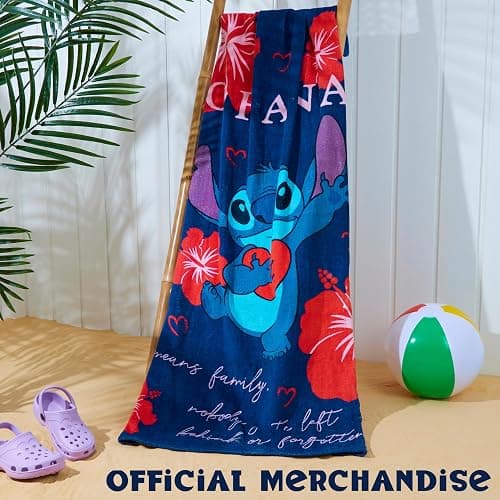 Disney Stitch Beach Towel Kids Toddlers Quick Dry Towel for Pool Beach Bath Swimming Trips Travel Essentials Vacation 55x27” (Blue/Red Stitch) thumbnail 6
