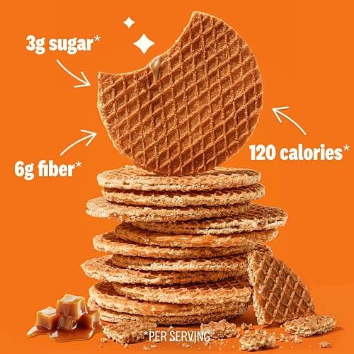 Rip Van Wafels Dutch Caramel & Vanilla Stroopwafels, Healthy Snacks, Non-GMO, Low Calorie, Low Sugar (3g), Office Snacks, Keto Friendly, 12 Count thumbnail 4