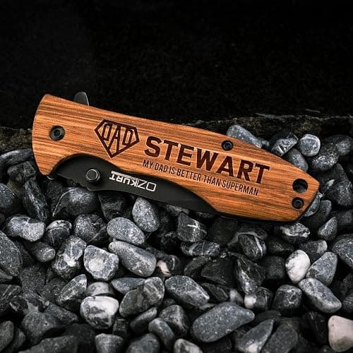 Customization Mill Gifts for Men, Personalized Engraved Oak Wood Pocket Knife - 36 Icons, 20 Stylish Font - Custom Pocket Knives thumbnail 8