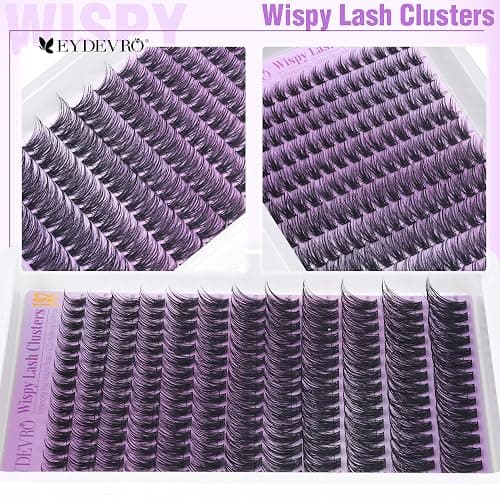 EYDEVRO Wispy Cluster Lashes Natural Lashes Individual Cluster 9-18mm 192 Pcs Lash Clusters CD Curl Eyelash Clusters Individual Eyelashes Reusable Comfortable False Eyelashes Manga Lashes thumbnail 5