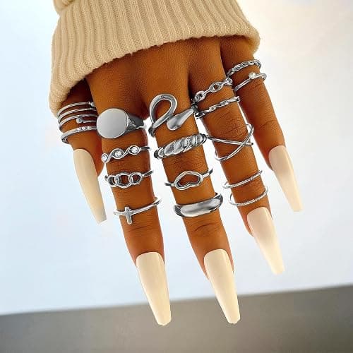 FAXHION 24 Pcs Gold Stackable Rings for Women, Knuckle Rings Chunky Gold Ring Set Dainty Stacking Cute Rings, Multiple Sizes Cute Jewelry Set Gift thumbnail 4
