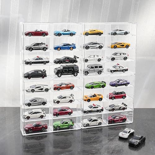 KASTUN Display Case for 32 Hot Wheels,Matchbox Cars,Display Case Wall Mount,Transparent Storage Case for 1/64 Diecast Cars,Wall Hanging,Stackable,Clear,Dustproof thumbnail 6