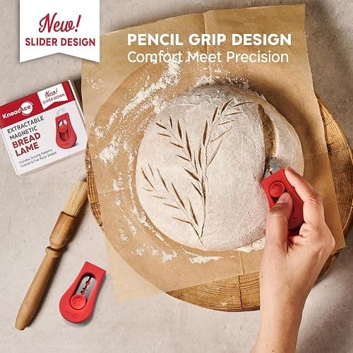 KneadAce Upgraded Extractable & Magnetic Bread Lame Dough Scoring Tool - Professional Sourdough scoring tool for Sourdough Bread baking & Bread Making Tools - Scoring Patterns booklet & 5 Razor Blades thumbnail 4