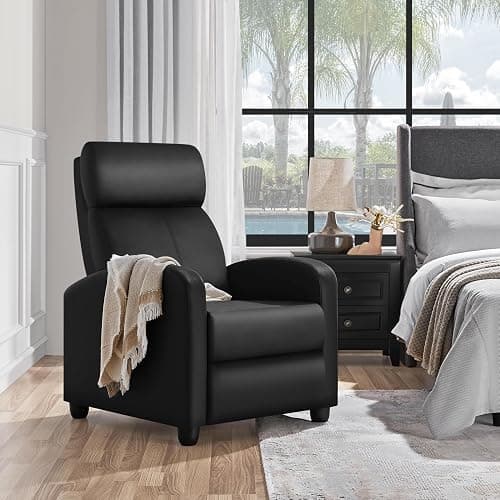 Yaheetech Recliner Chair PU Leather Recliner Sofa Home Theater Seating with Lumbar Support Overstuffed High-Density Sponge Push Back Recliners Armchair for Living Room thumbnail 8