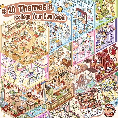 20 Sets DIY 3D Sticker Scene Collection Book for Kids Adults Cute Make Your Own Shop House Stickers for Gifts Stickers Therapy for Adult Relief Stress Pass The Time Play Park Hamburg Castle Library thumbnail 8
