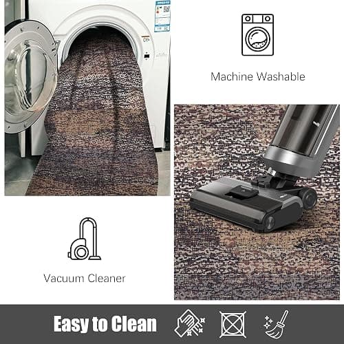 RUGSURE Washable Area Rug - 1/6 Thick - Stain & Water Resistant Non-Slip - Resistant Rug for Living Room, Bedroom, Nursery, Pet & Child Friendly, Vintage Charm Area Rugs (Rust, 5' x 7') thumbnail 7