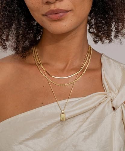 Layered Gold Silver Necklaces for Women, Stackable Stack 14K Real Gold Plated Silver Chain Necklace Diamond Circle CZ Layering Pendant Necklaces Trendy Gold Jewelry Set Gifts thumbnail 6