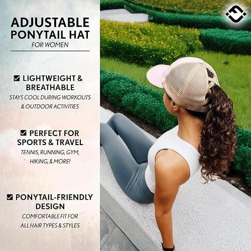 Funky Junque Ponytail Hat for Women - Baseball Cap with Adjustable Fit & High Pony Tail Criss Cross Back for Everyday Wear thumbnail 5