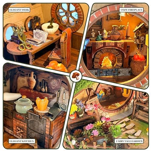 LoreNook The Magic Ring House DIY Miniature House Kit & 3D Wooden Puzzle, Lighted Book Nook Bookshelf Decor, Creative Gifts for Adults & Craft Lovers thumbnail 5
